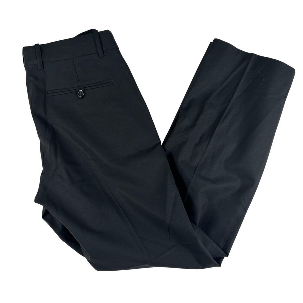 Theory Pants Mens 32x30 Black Wool Stretch Dress Slacks Flat Front Made USA